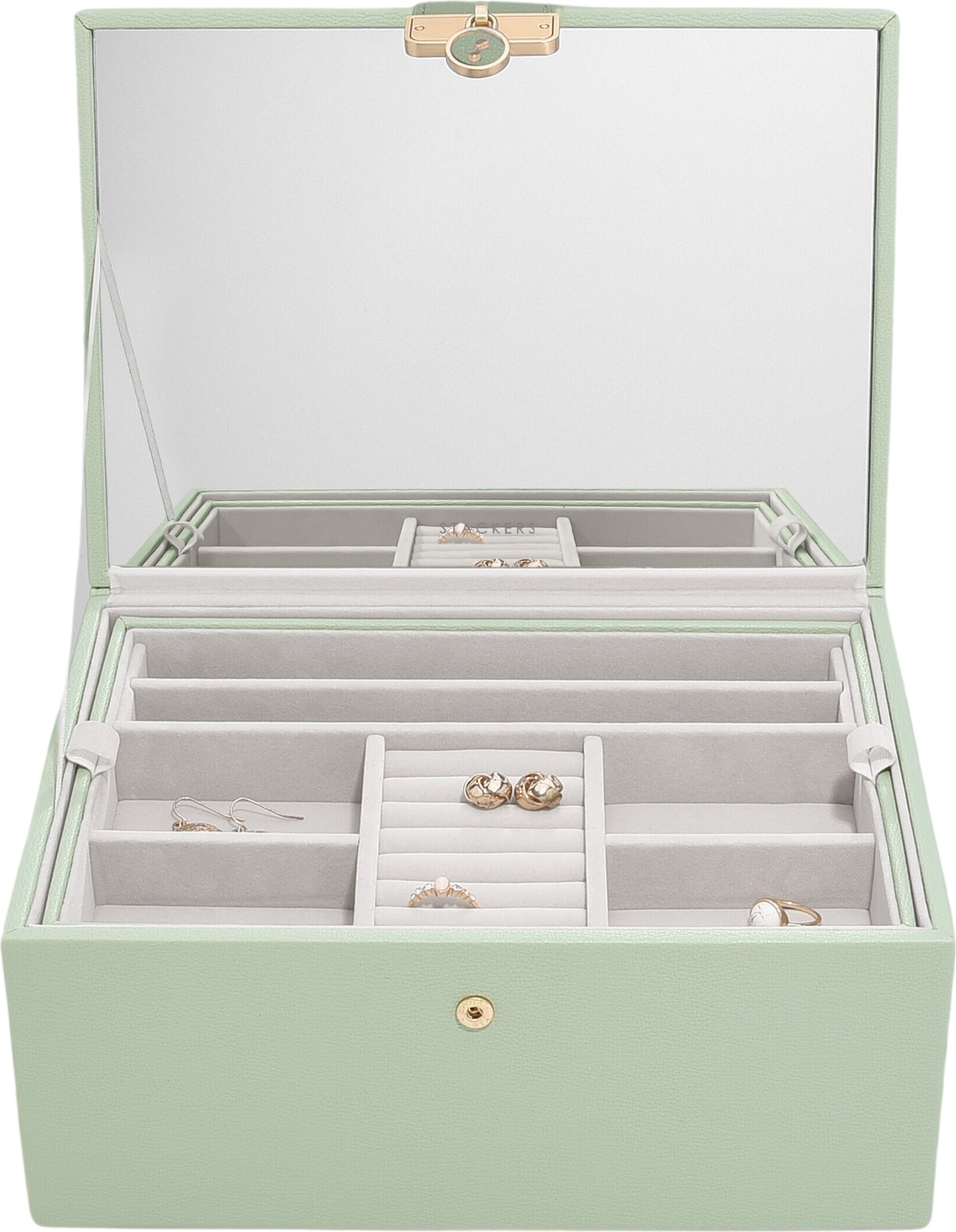 Szkatułka na biżuterię Stackers Luxury classic zieleń szałwiowa