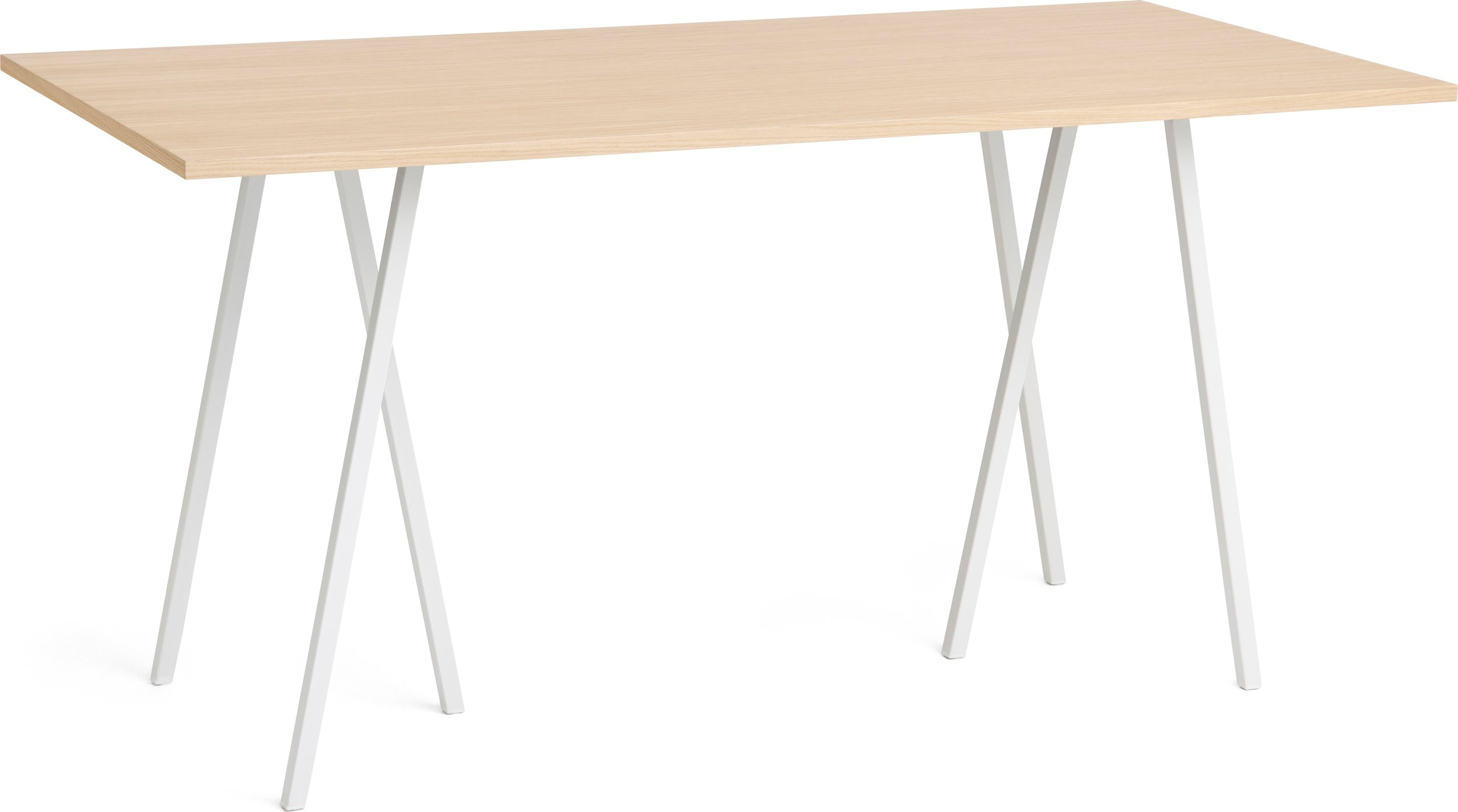 Stół Loop Stand wysoki 200 cm wzmocniony blat dąb lakierowany nogi białe