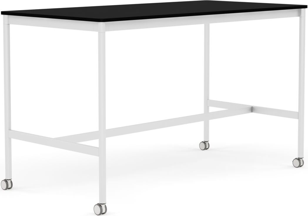 Stół na kółkach Base 80 x 160 x 95 cm czarny laminowany ABS nogi białe