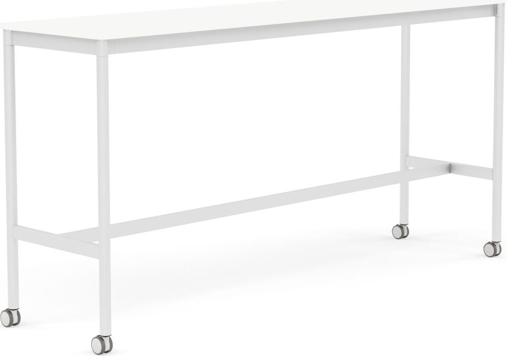 Stół na kółkach Base 50 x 190 x 95 cm biały laminowany ABS nogi białe