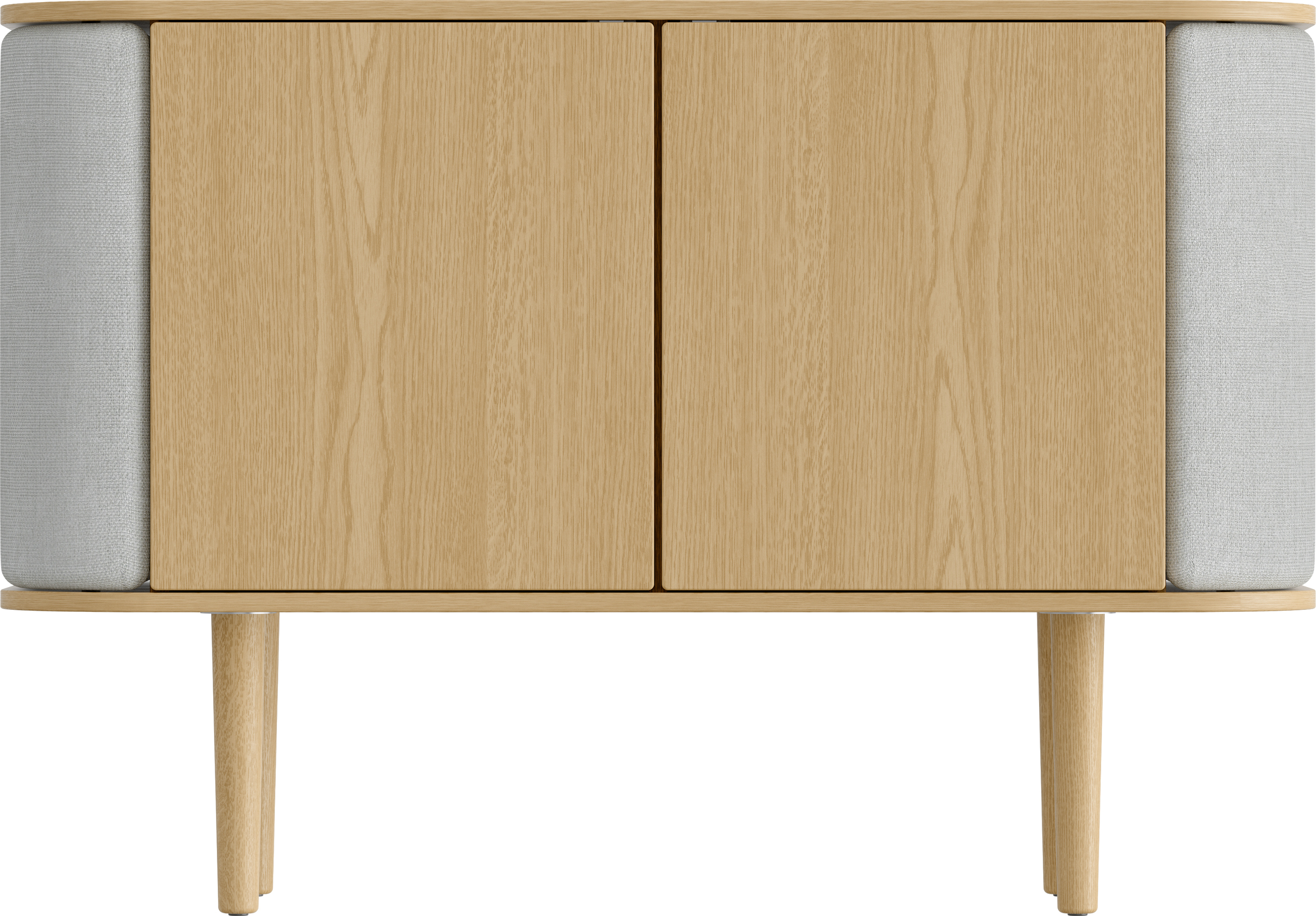 Komoda dwudrzwiowa Treasures dąb i jasnoszara tkanina