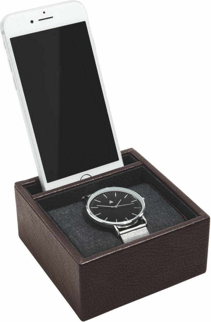 Stacja dokująca i pudełko na zegarek pojedyncze Stackers brązowe