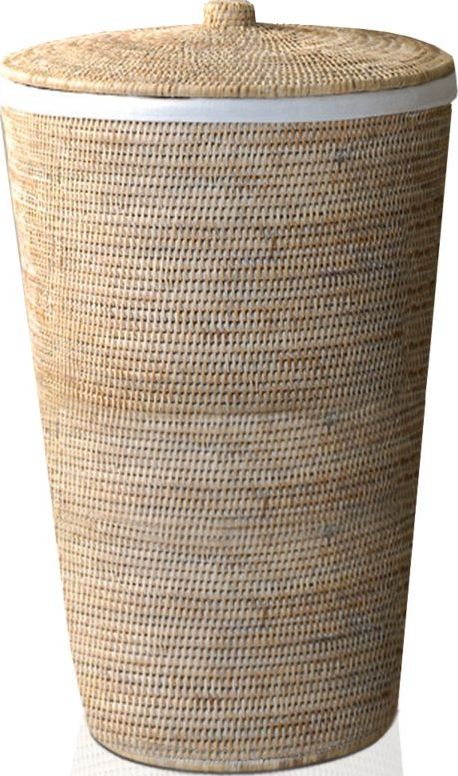 Kosz na pranie Basket 65 cm jasny z pokrywką