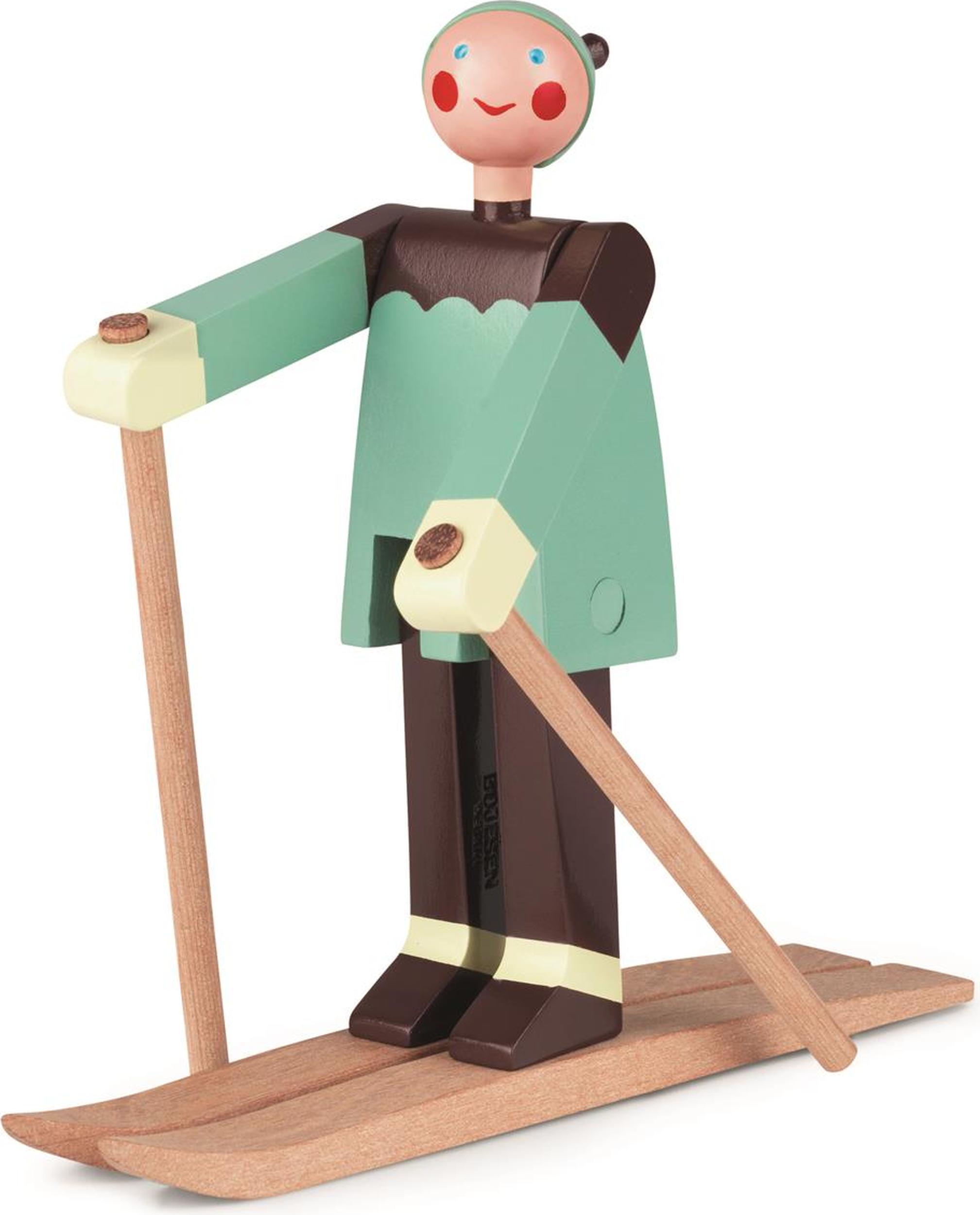 Figurka Kay Bojesen narciarz Boje z drewna