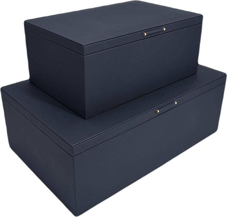 Pudełka do przechowywania Stackers Pebble 3 komorowe granatowe 2 szt.