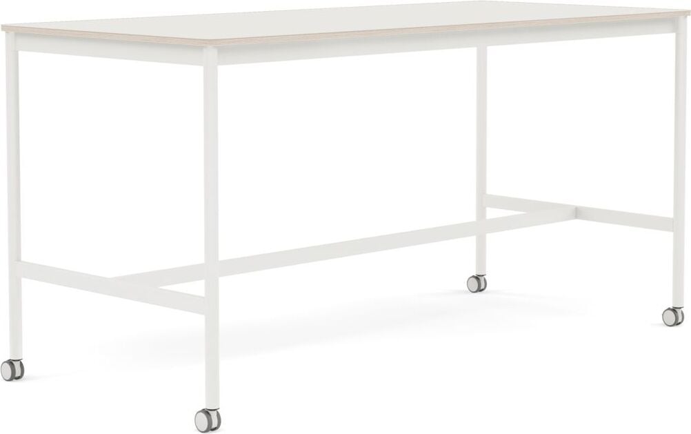 Stół na kółkach Base 85 x 190 x 95 cm biały nanolaminat nogi białe