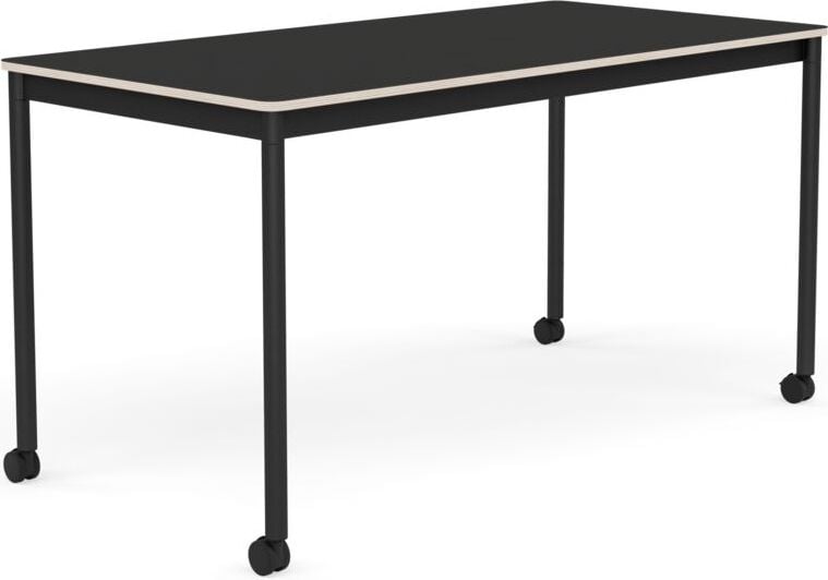Stół na kółkach Base 70 x 140 cm czarny nanolaminat nogi czarne