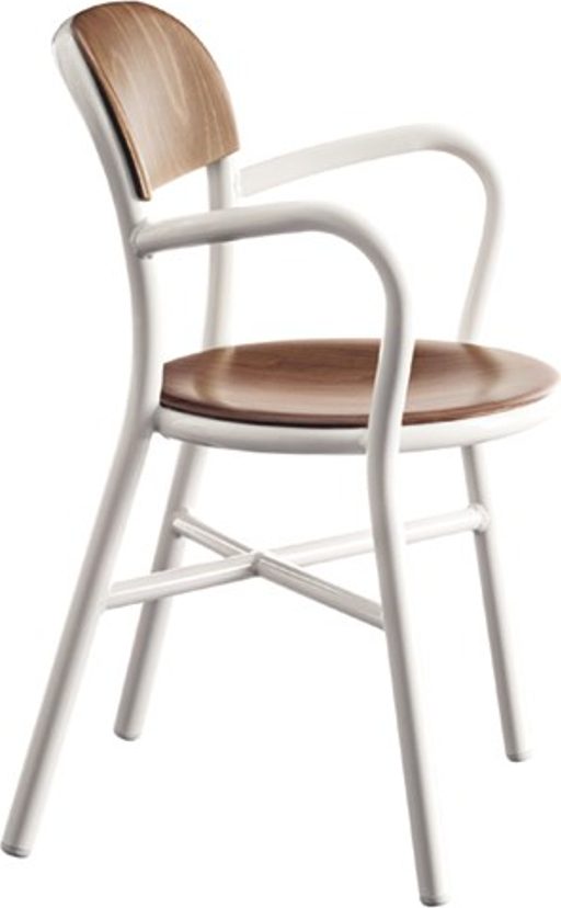 Krzesło Pipe z podłokietnikami białe, jasny buk