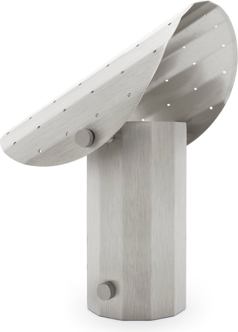 Lampa stołowa z perforowanym daszkiem Apolin 30 cm stal szczotkowana