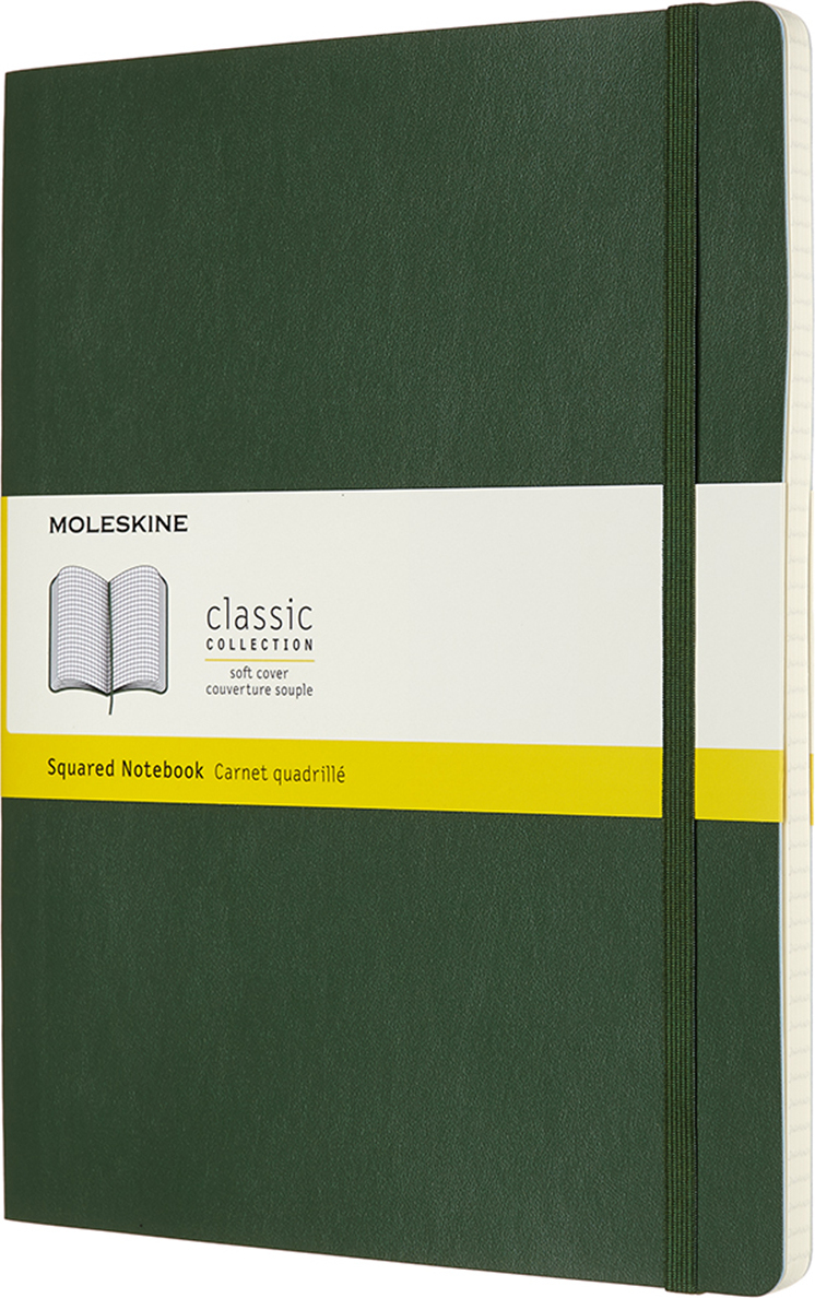 Notes w kratkę Moleskine Classic XL 192 strony zieleń leśna miękka oprawa