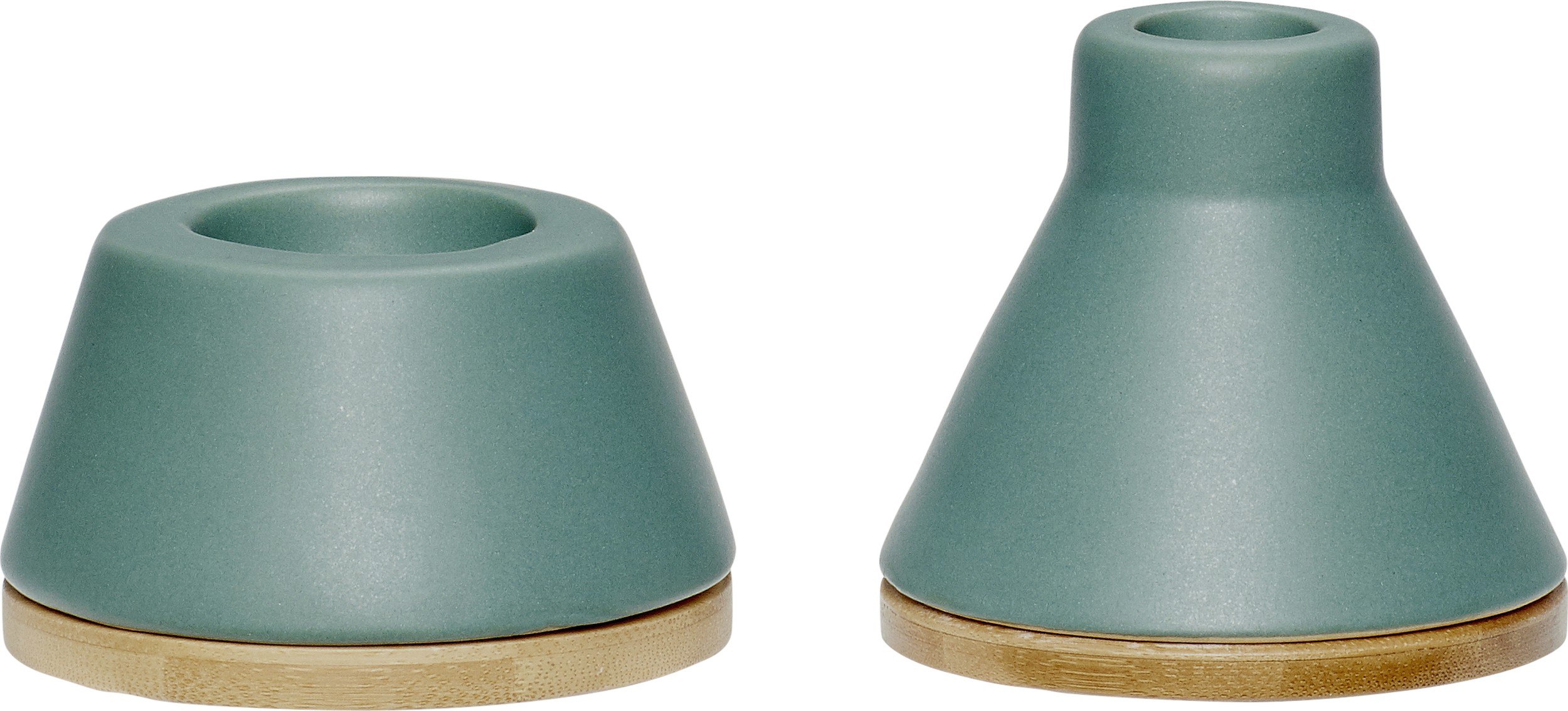 Świecznik Hübsch ciemna zieleń ceramiczny 2 szt.