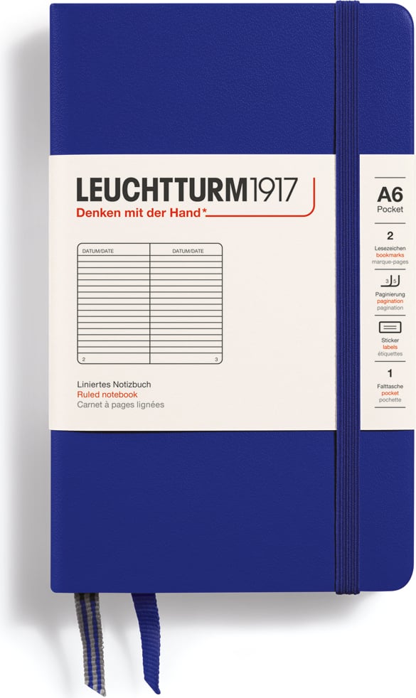 Notes w linię w twardej oprawie Leuchtturm 1917 A6 187 stron ciemnoniebieski 80 g/m²