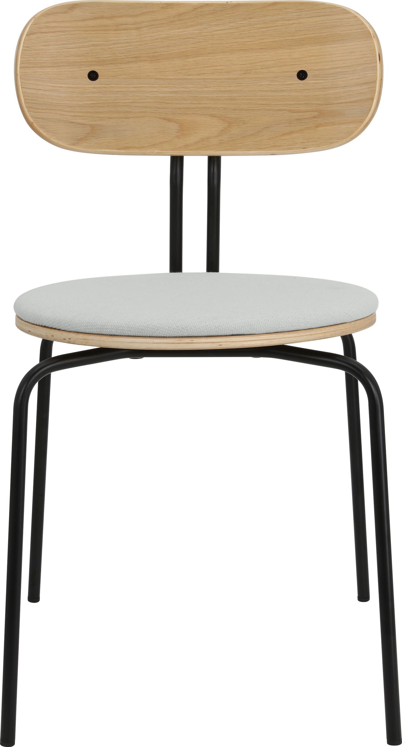 Krzesło Curious jasnoszare z tapicerowanym siedziskiem na czarnych nogach