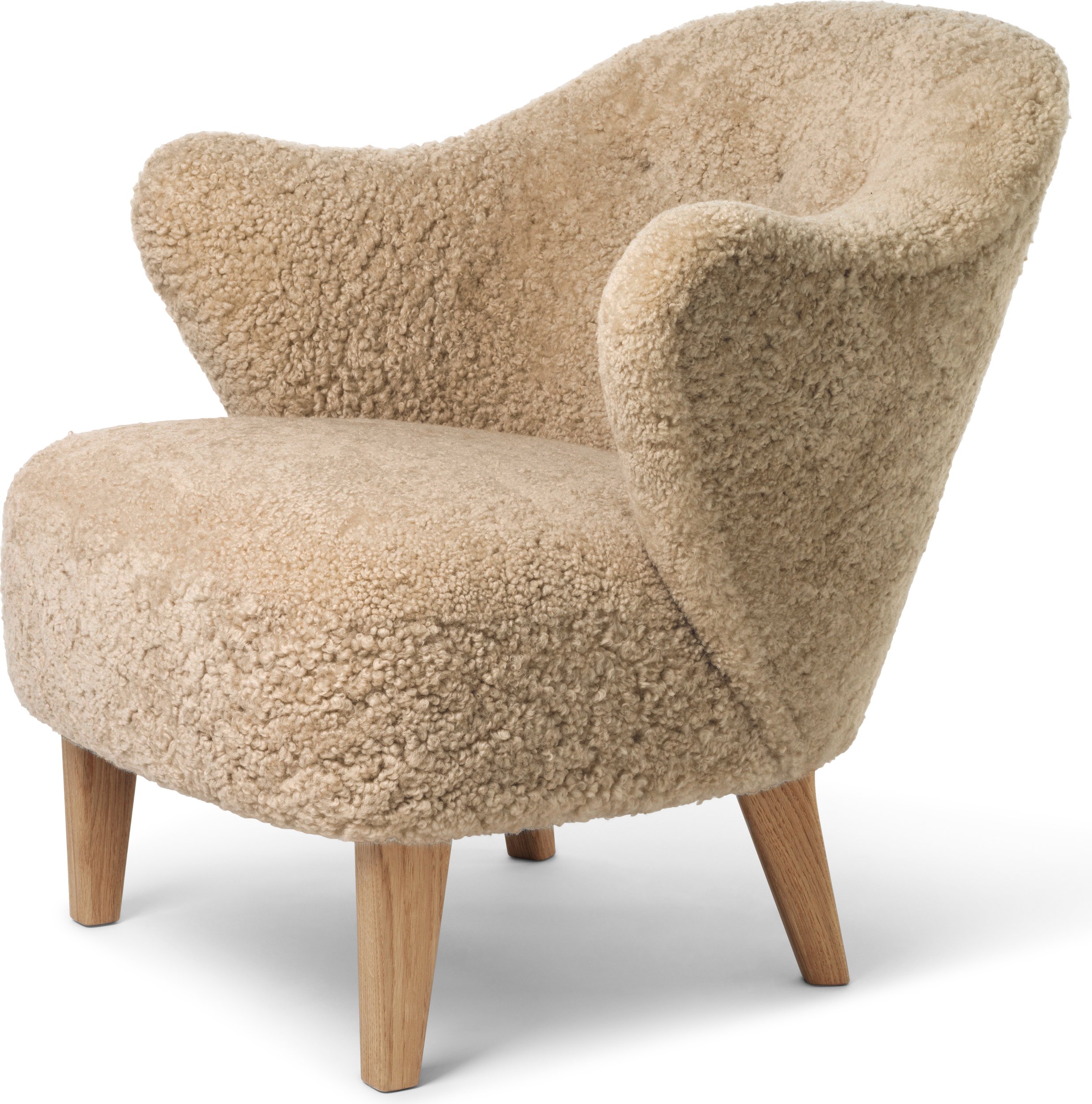 Fotel Ingeborg Sheepskin beżowy na dębowych nogach