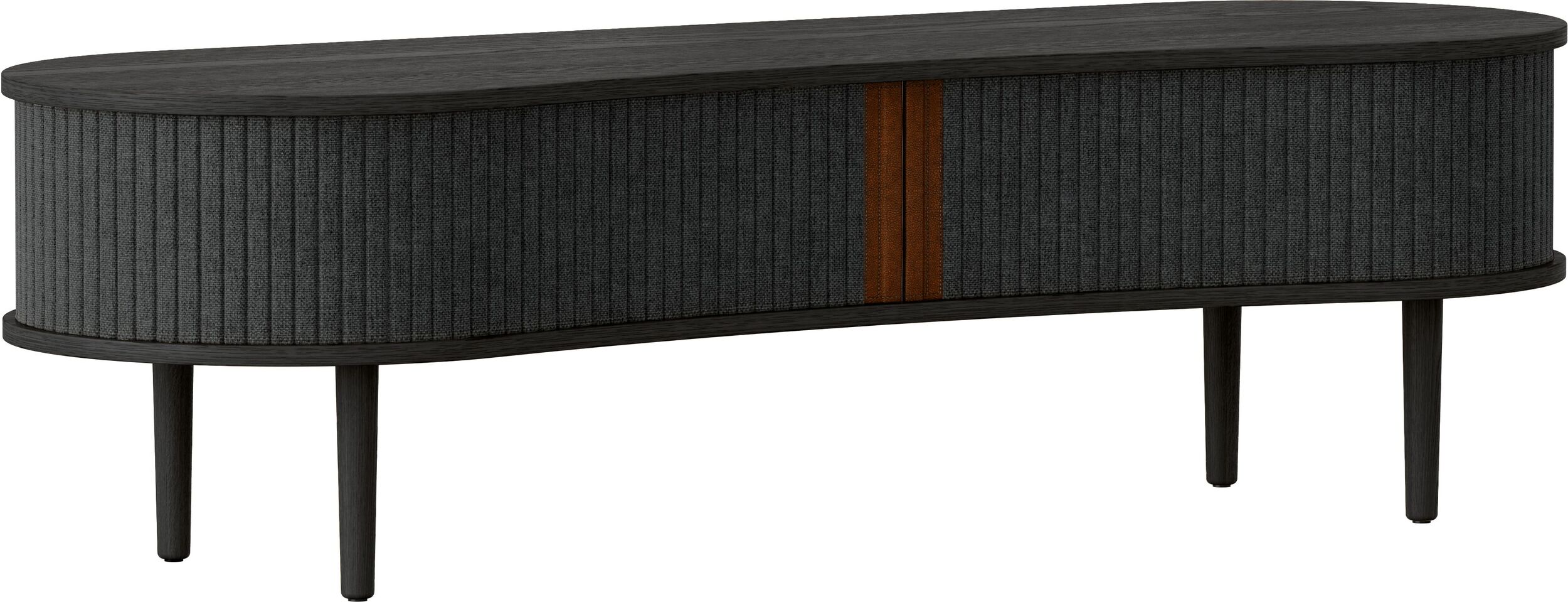 Szafka Audacious 140 cm ciemnoszara na czarnych dębowych nogach