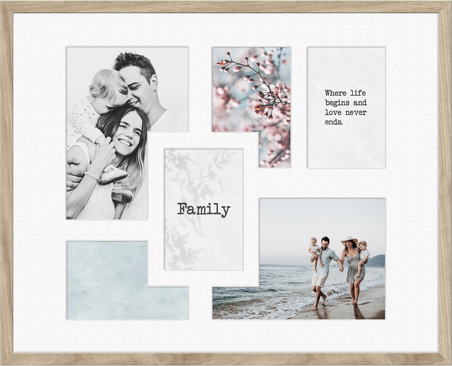 Ramka na 6 zdjęć Kyoto 40 x 50 cm beżowa z białym passepartout