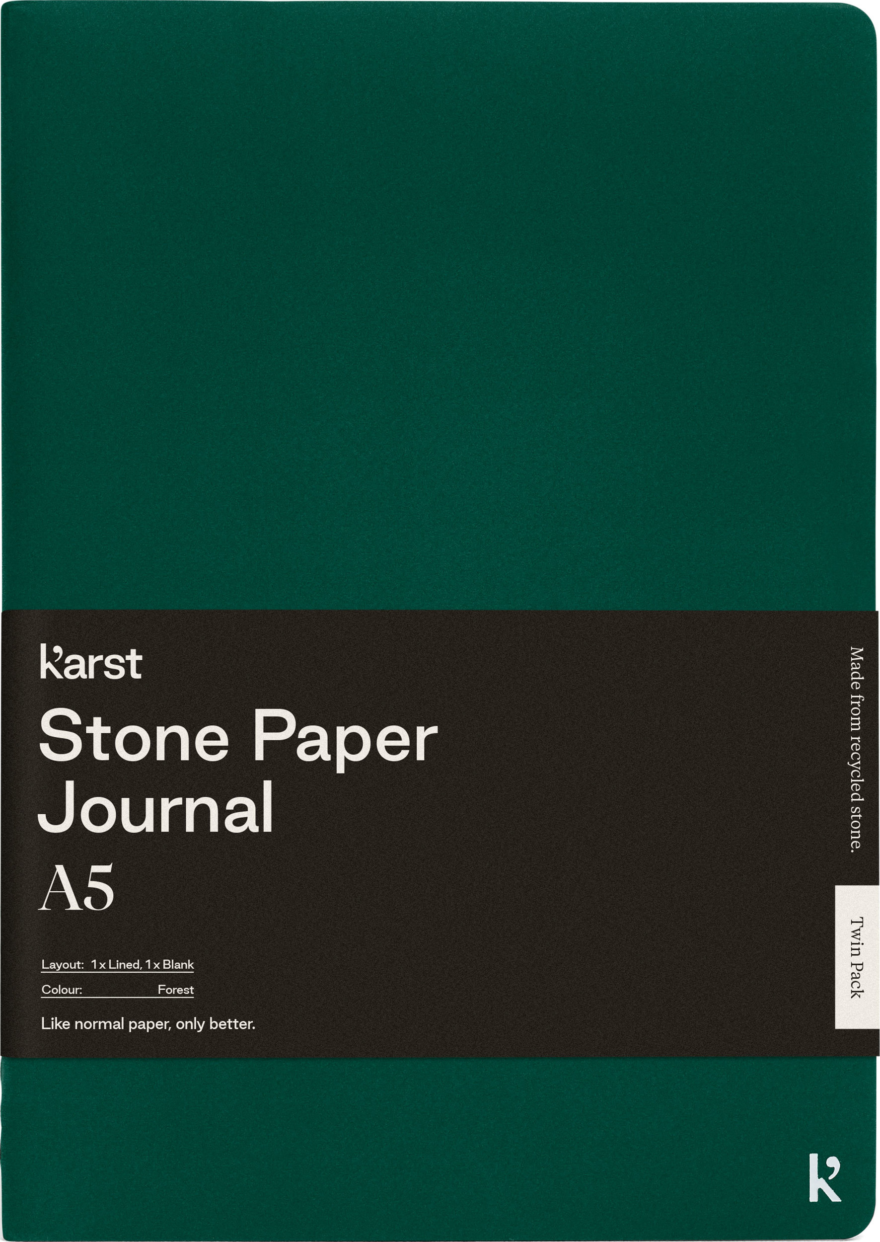 Zeszyty z kamiennego papieru wodoodporne Karst miękka oprawa A5 zielone gładki i w linie 2 szt.