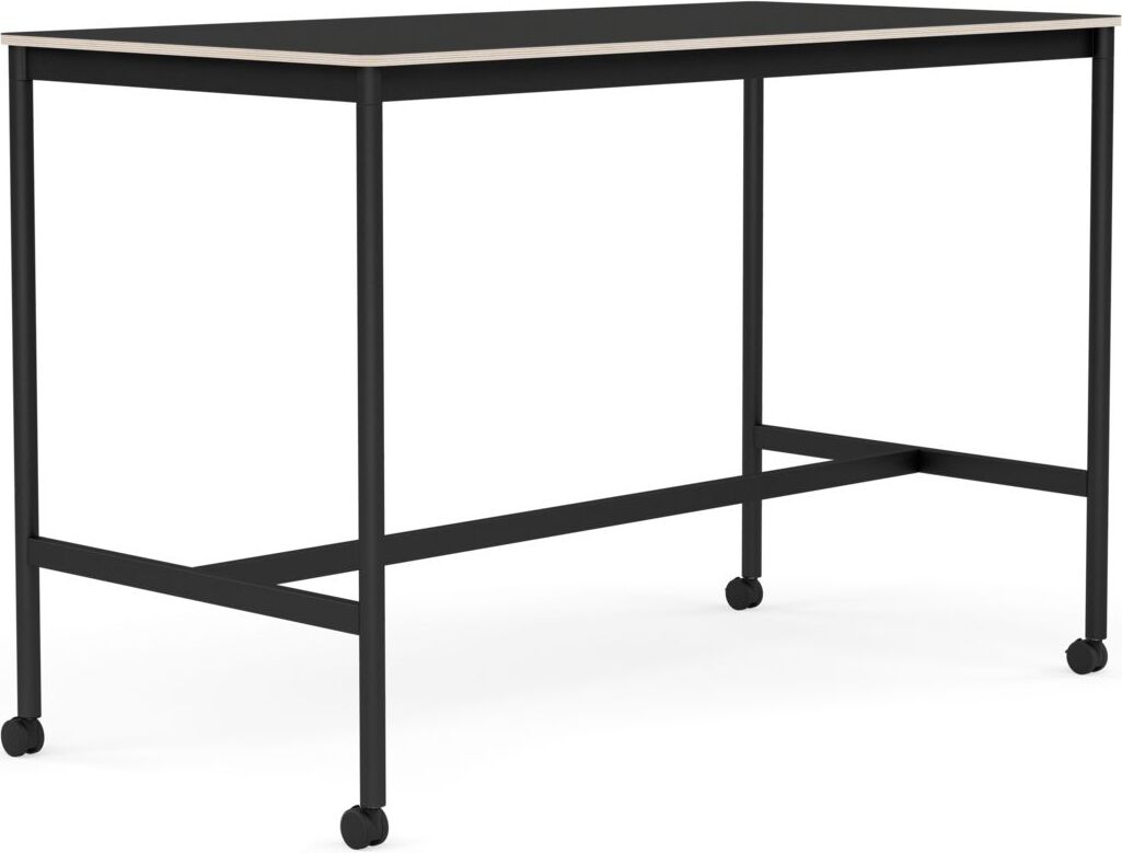 Stół na kółkach Base 80 x 160 x 105 cm czarny nanolaminat nogi czarne