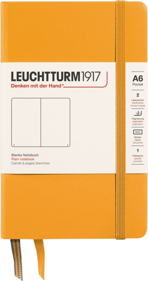 Notes gładki w twardej oprawie Leuchtturm 1917 A6 187 stron pomarańczowy 80 g/m²