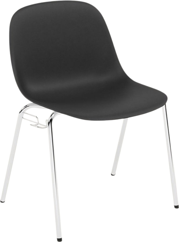 Krzesło Fiber A Base czarne na chromowanych nogach z łącznikiem