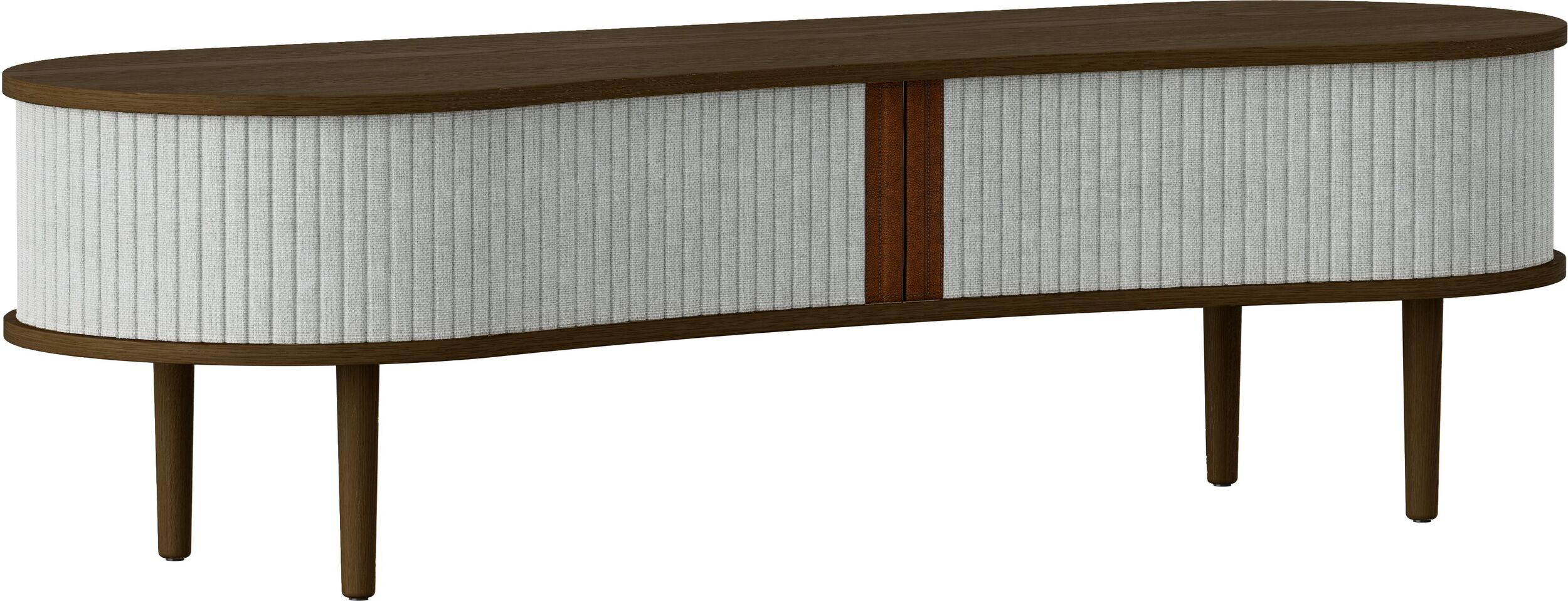 Szafka Audacious 140 cm jasnoszara na ciemnych dębowych nogach