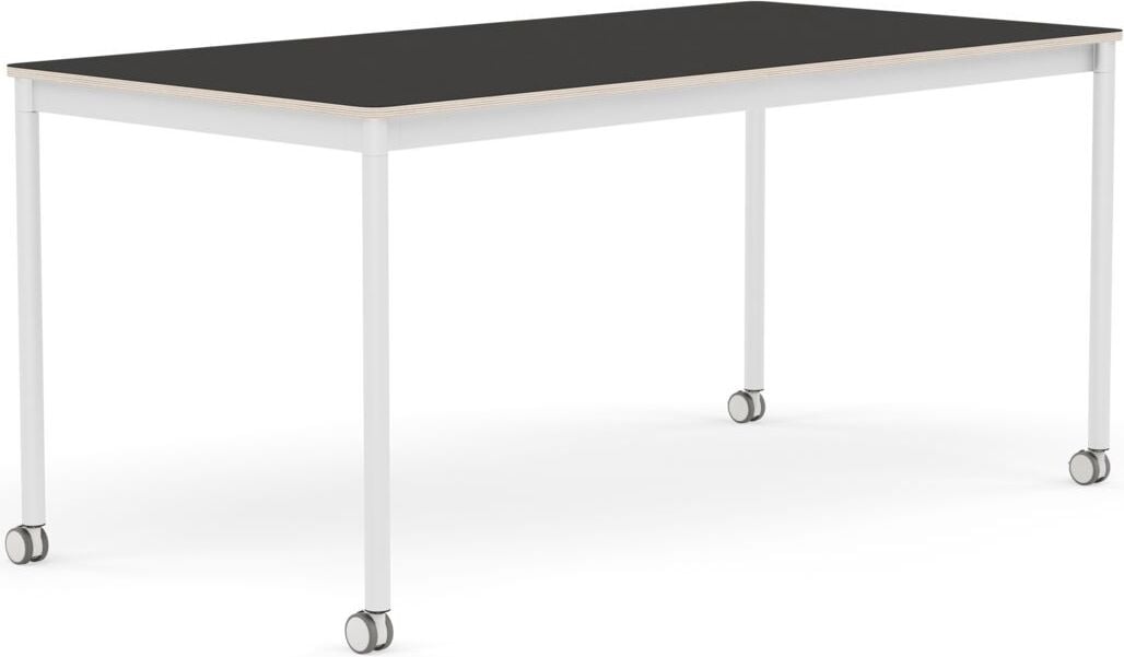 Stół na kółkach Base 80 x 160 cm czarny linoleum nogi białe