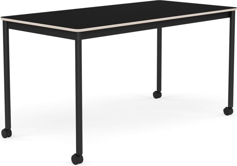 Stół na kółkach Base 70 x 140 cm czarny laminowany nogi czarne