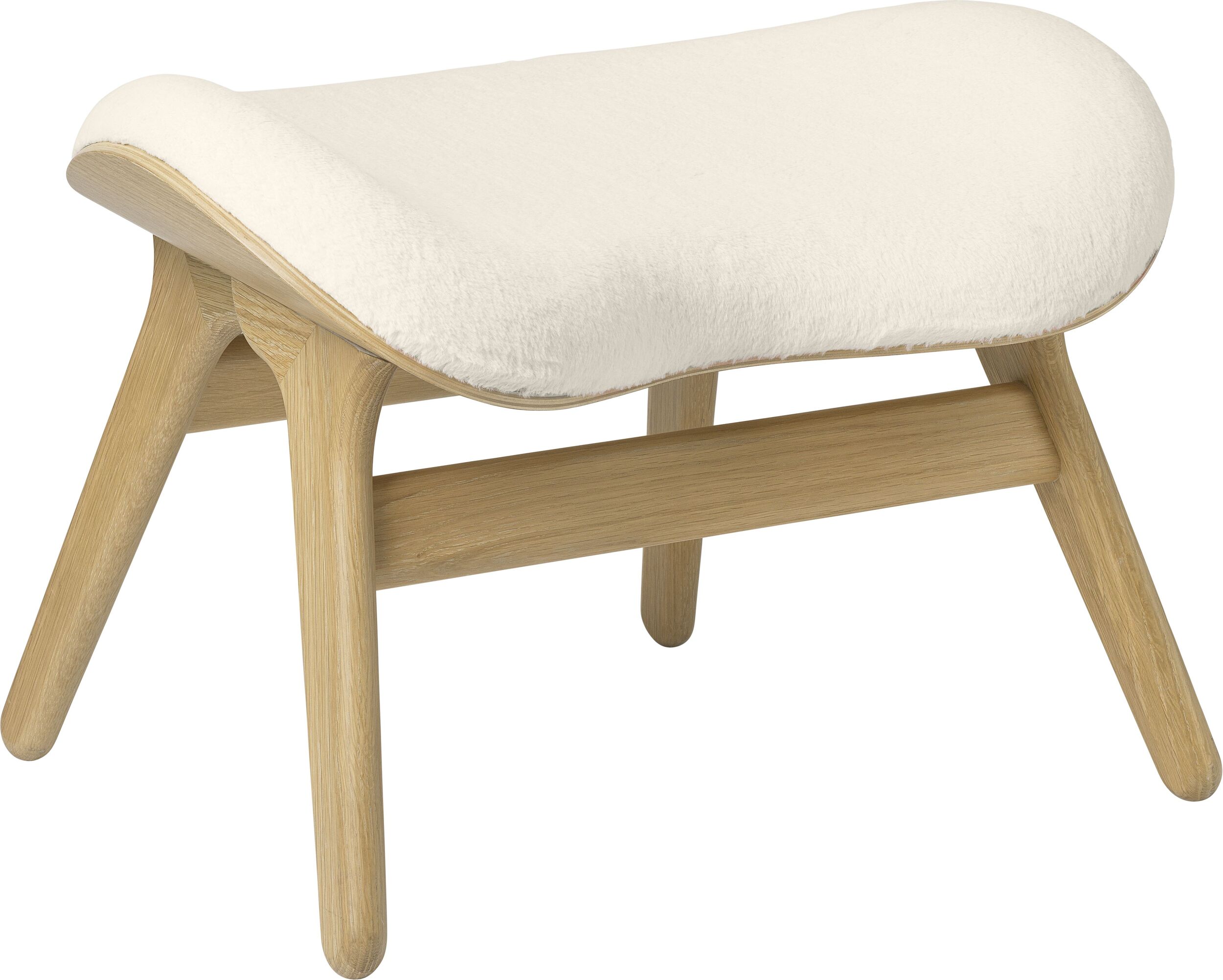 Podnóżek Conversation Piece Teddy biały na dębowych nogach