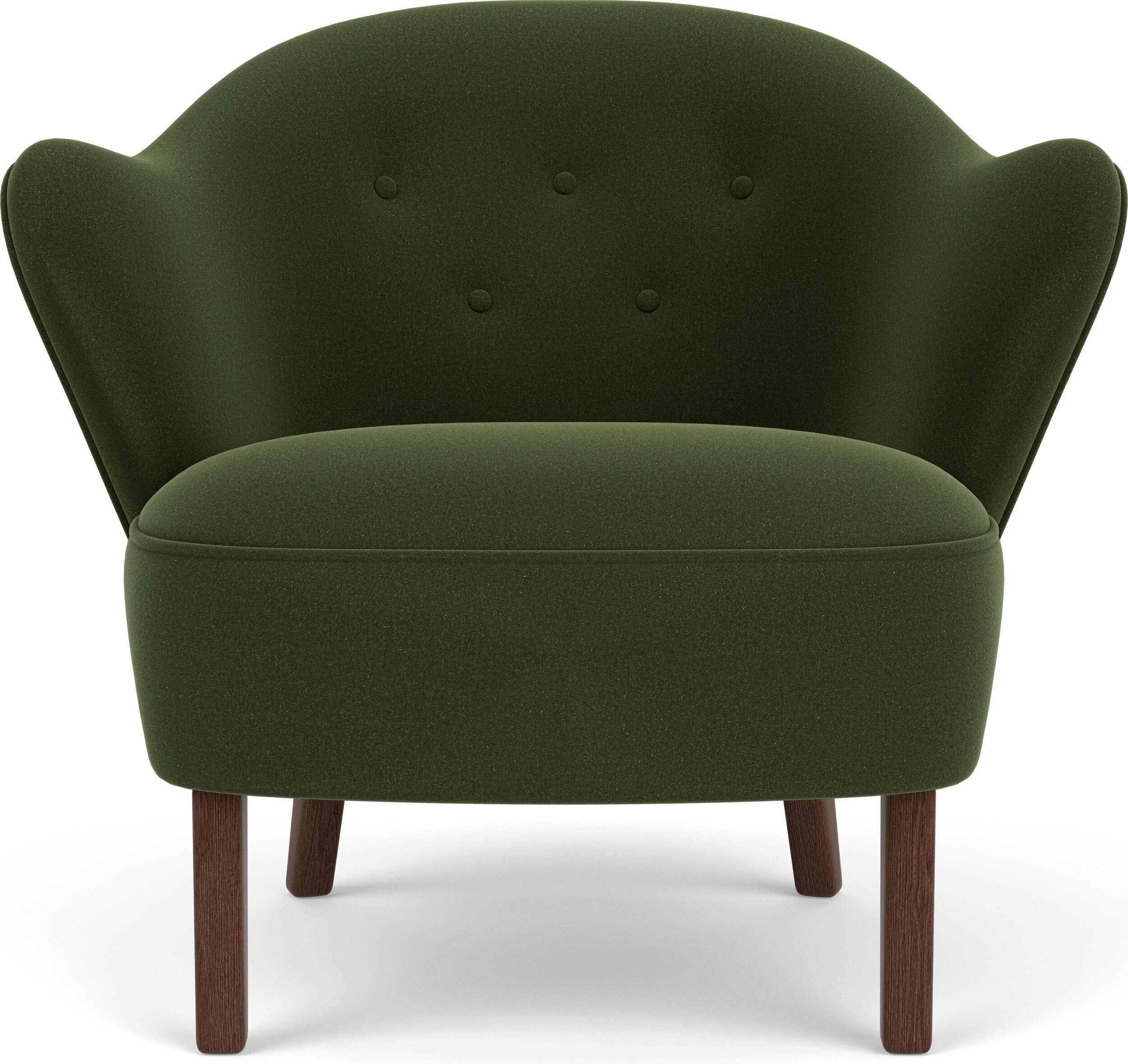 Fotel Ingeborg Grand Mohair butelkowa zieleń na ciemnych dębowych nogach