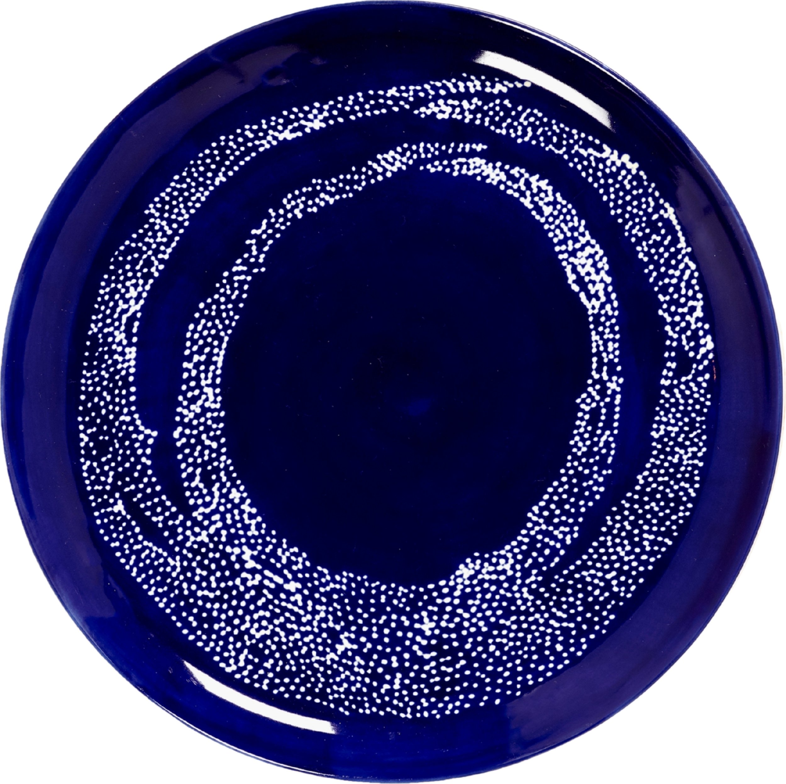 Talerz obiadowy Feast w kropki 26,5 cm ciemnoniebiesko-biały