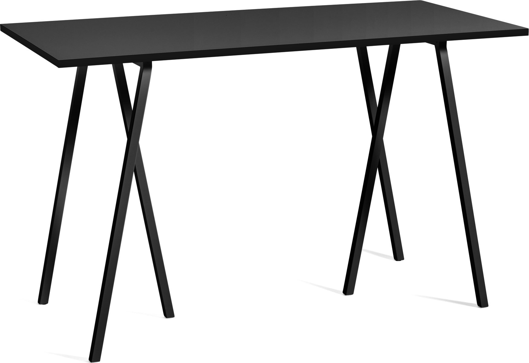 Stół Loop Stand wysoki 160 cm wzmocniony blat jesion z czarnym linoleum nogi czarne