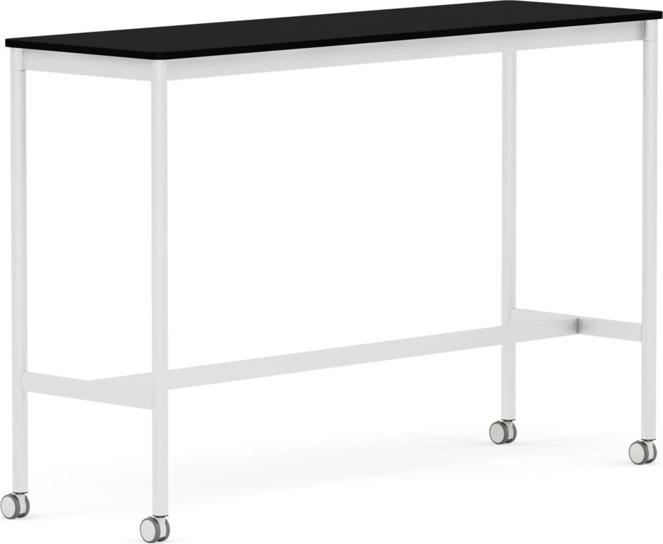 Stół na kółkach Base 50 x 160 x 105 cm czarny laminowany ABS nogi białe