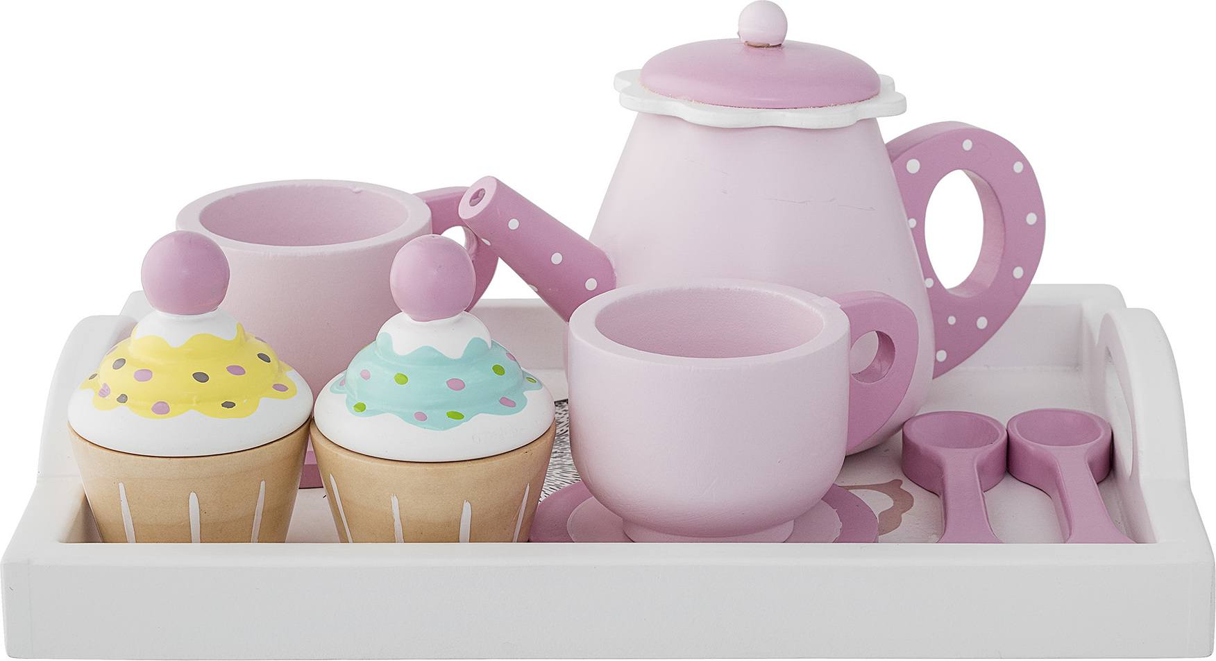 Zestaw do herbaty Bloomingville różowy drewniany 8 el.