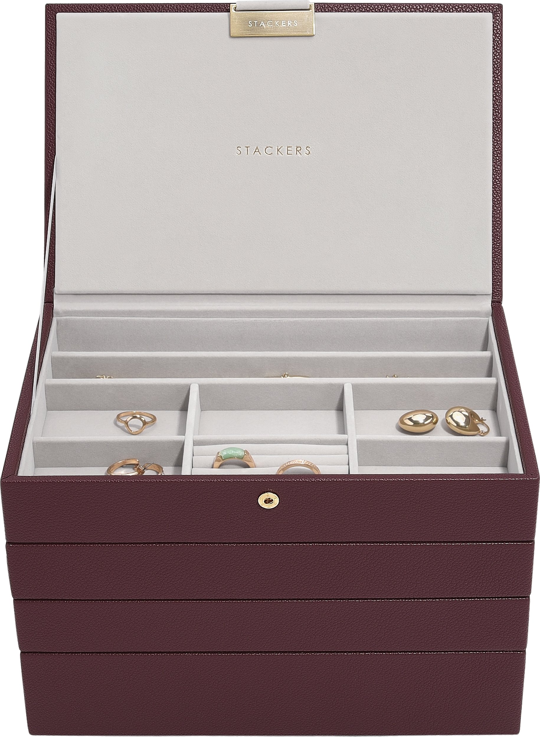 Szkatułka na biżuterię Classic Stackers poczwórna bordowa