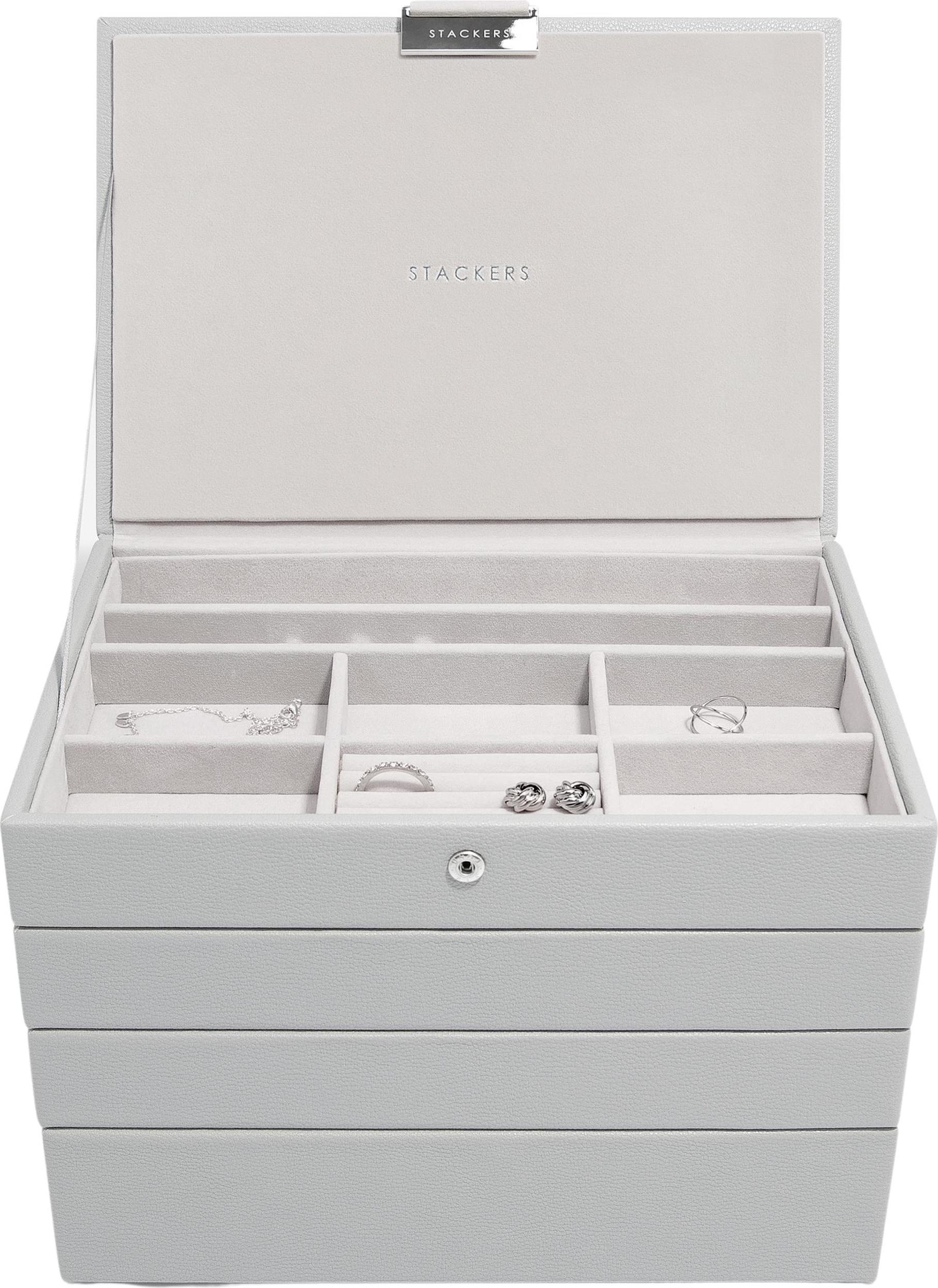 Szkatułka na biżuterię Stackers Pebble poczwórna classic kamienna szarość