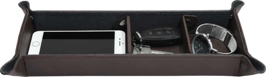 Podstawka prostokątna z przegródkami na drobiazgi Stackers brązowa