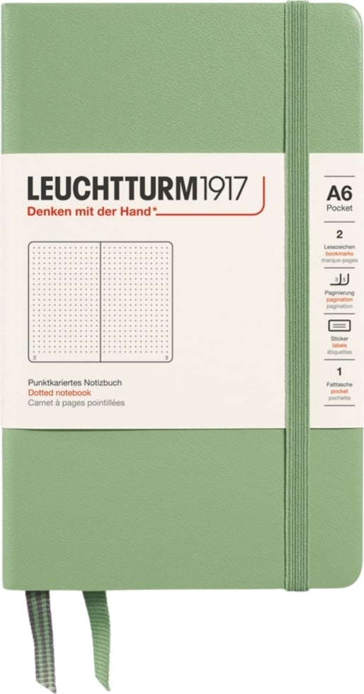 Notes w kropki w twardej oprawie Leuchtturm 1917 A6 187 stron szałwiowa zieleń 80 g/m²