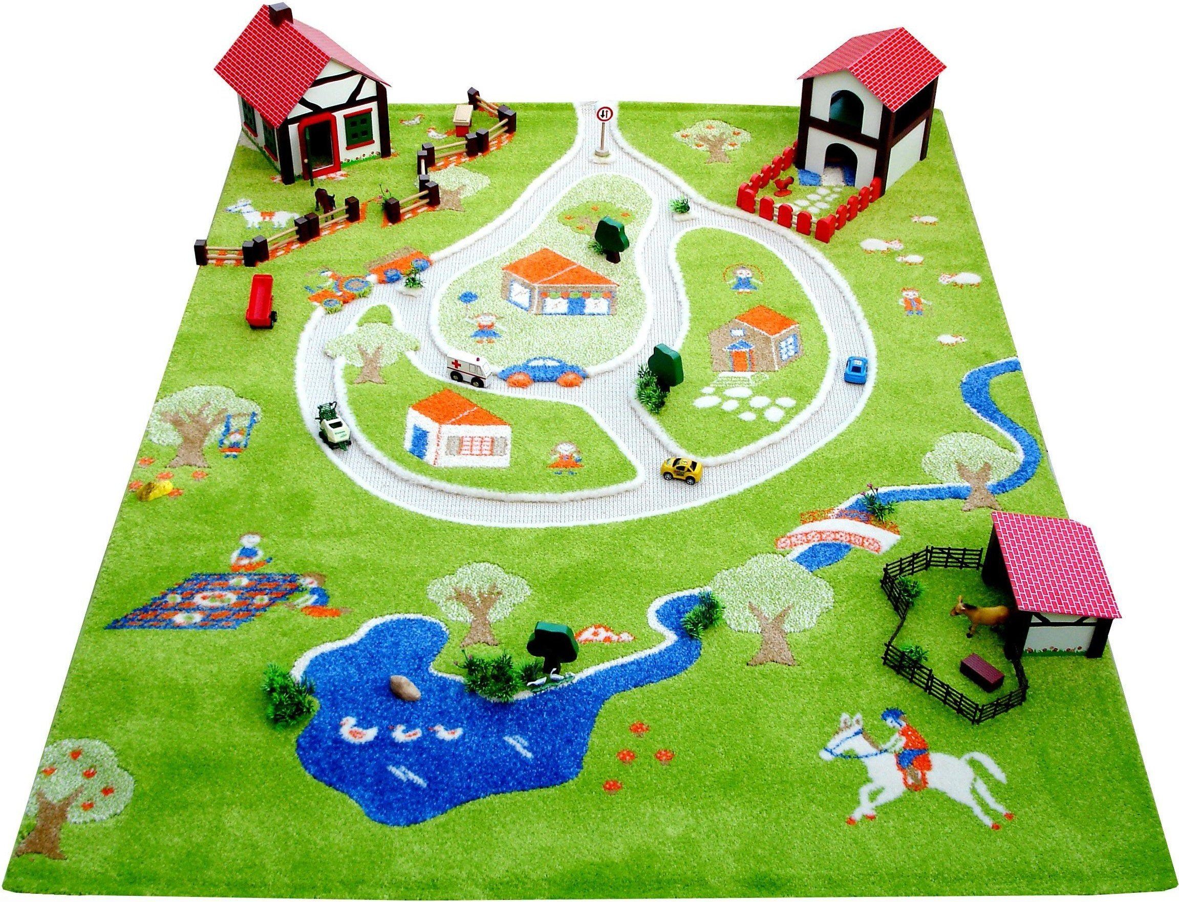 Dywan Wioska 3D 160 x 230 cm zielony