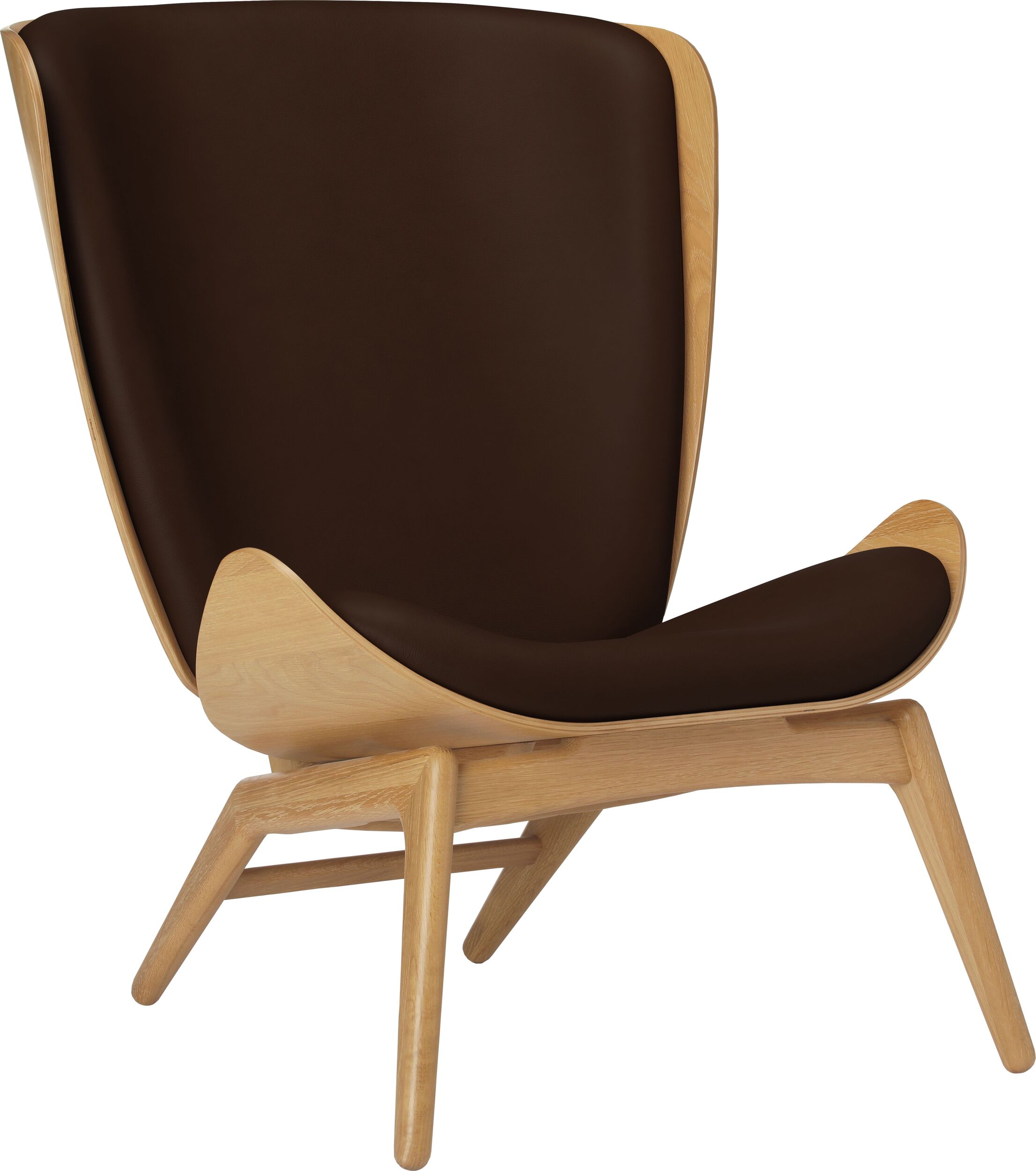 Fotel The Reader Hope brązowy skórzany na dębowych nogach