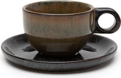 Filiżanki do kawy lungo ze spodkami Surface 130 ml czarno-szare 4 szt.