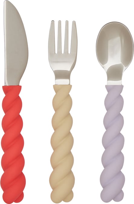 Sztućce dziecięce Mellow ciepłe kolory 3 el.