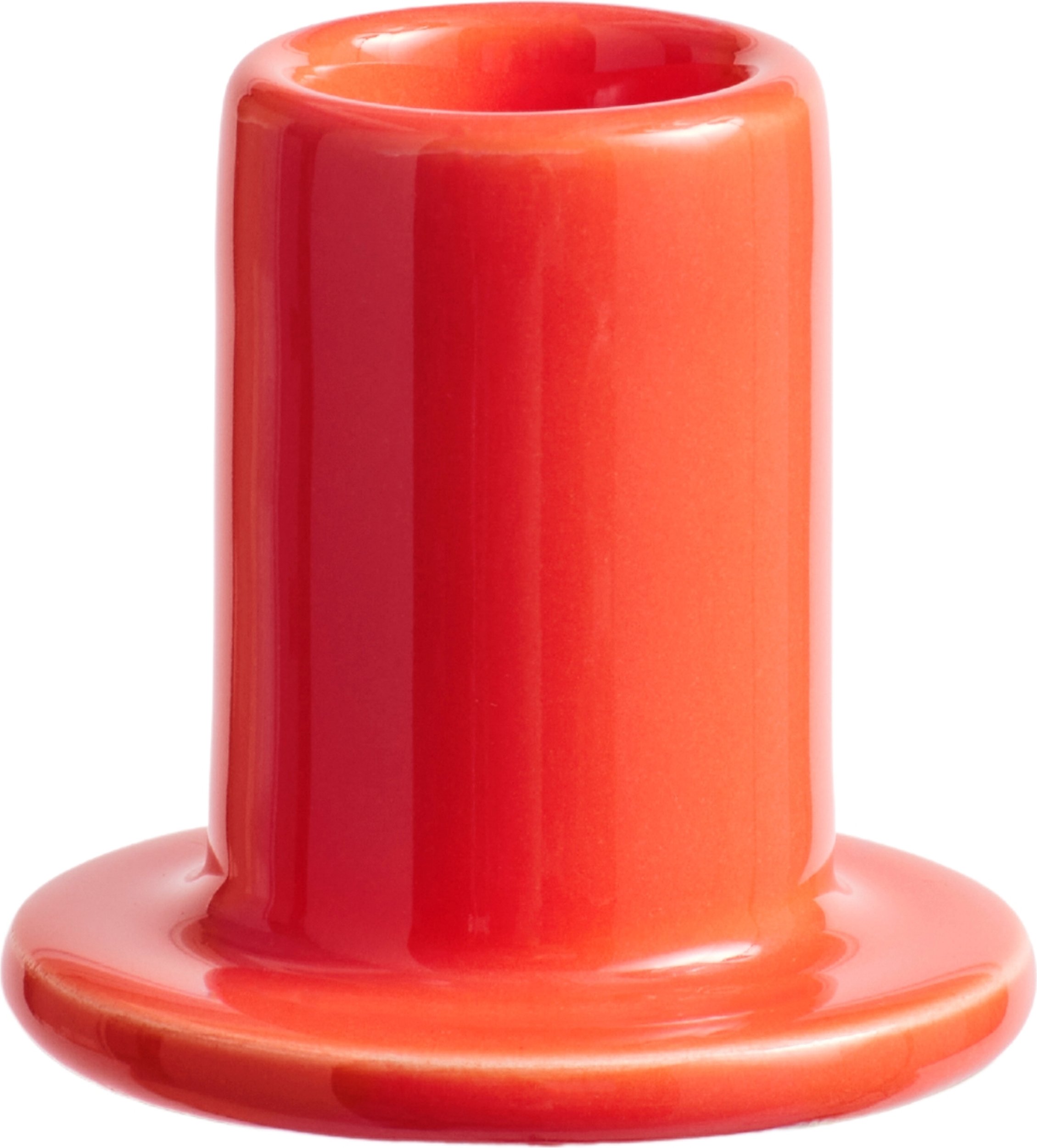 Świecznik na klasyczną świecę Tube S pomarańczowoczerwony ceramiczny