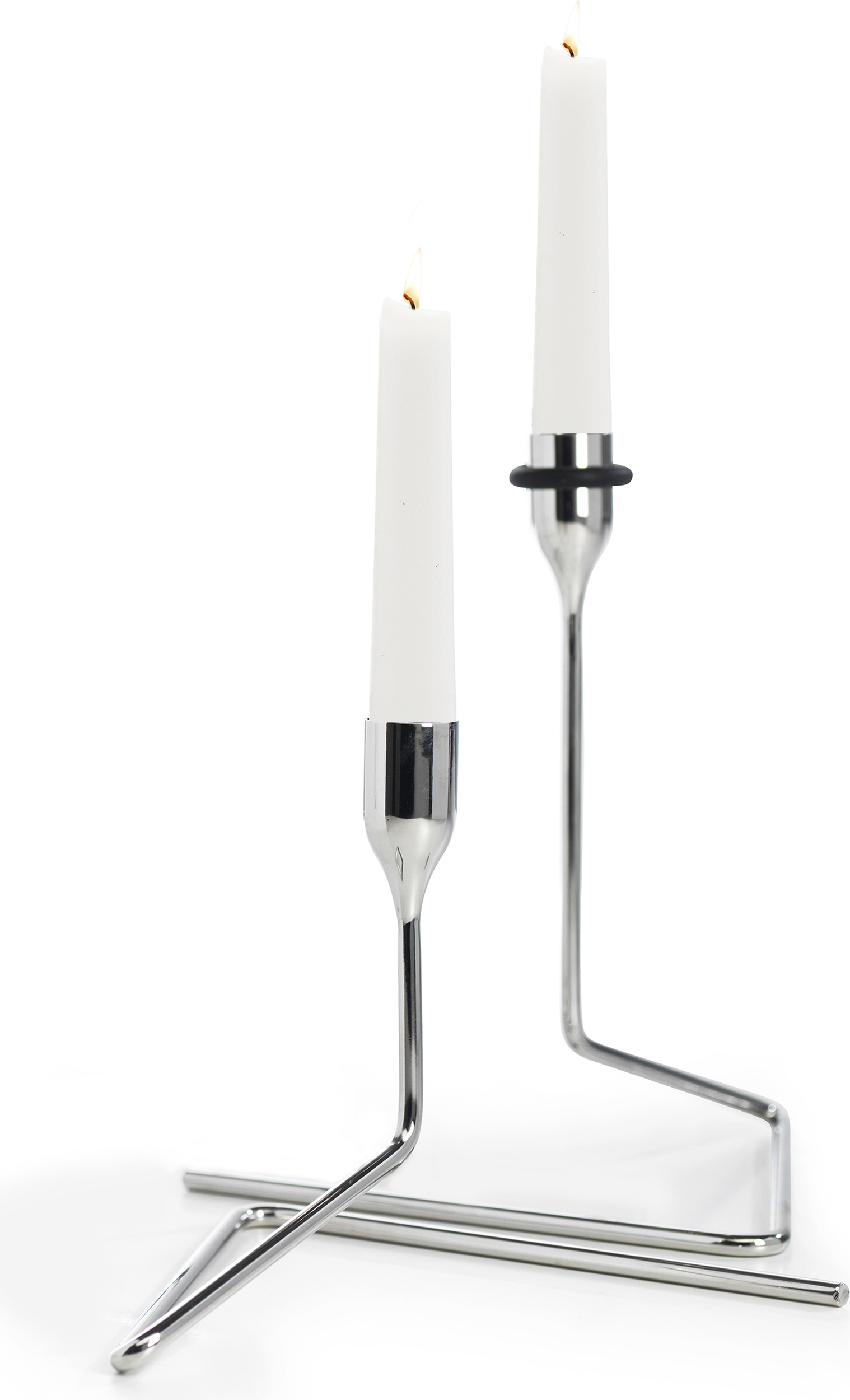 Świeczniki na klasyczne świece Puzzle srebrne 2 szt.