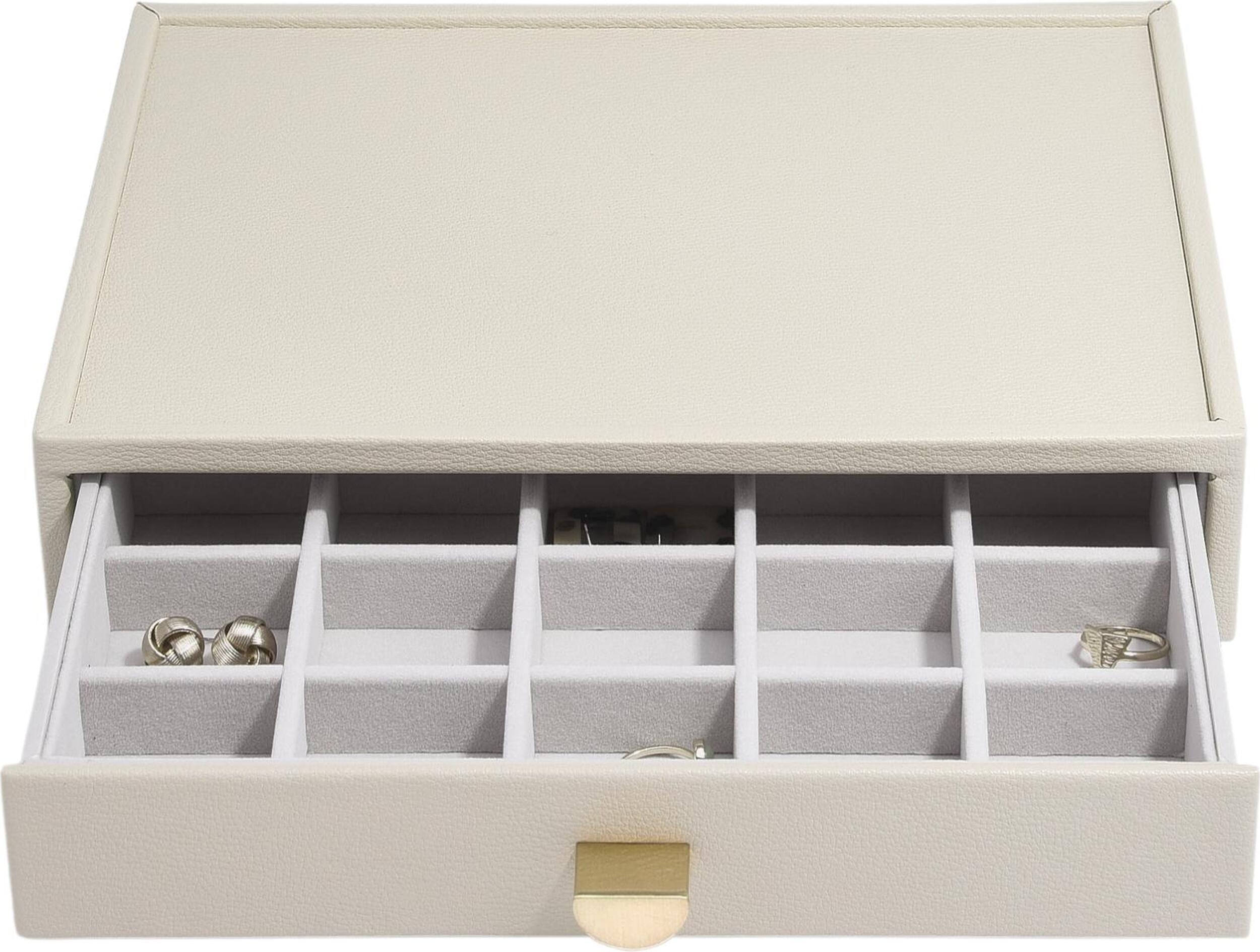 Szkatułka na biżuterię Stackers Pebble 20 komorowa classic jasnobeżowa z szufladą