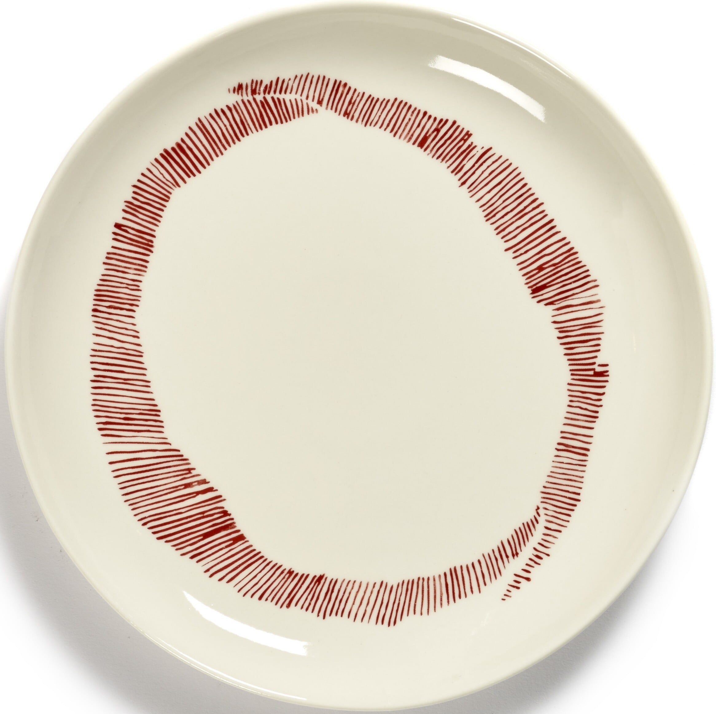 Talerze śniadaniowe Feast 19 cm biało-czerwone 2 szt.