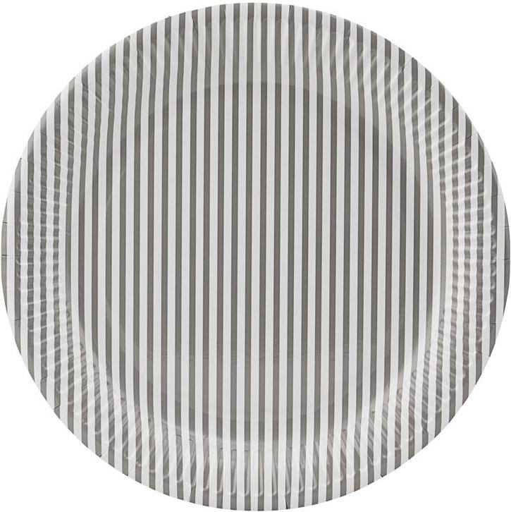 Talerze papierowe Stribe szare 12 szt.