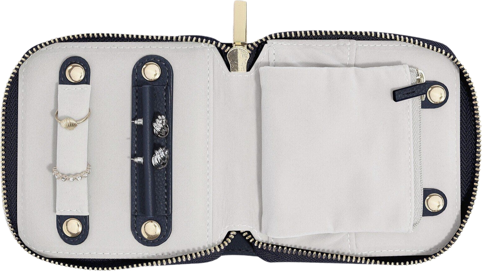 Pudełko podróżne na biżuterię z miejscem na pierścionki Stackers małe granatowe