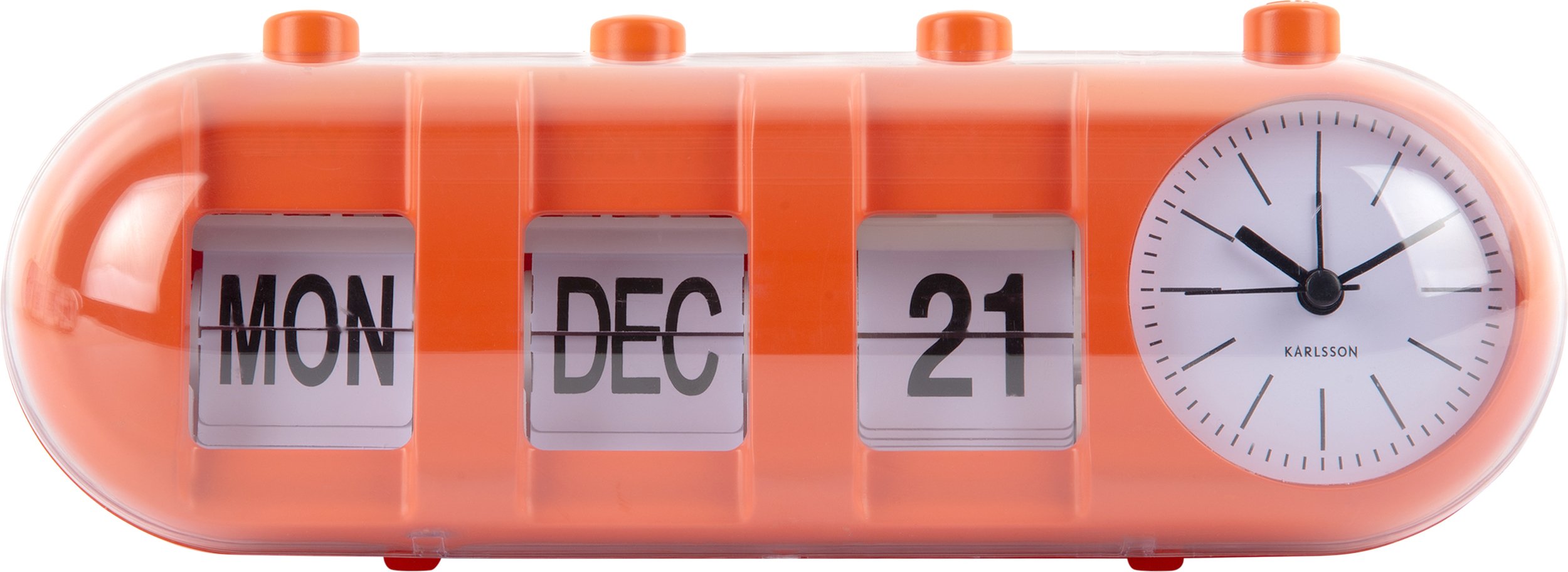 Budzik Retro Tube Calendar Flip jasnopomarańczowy