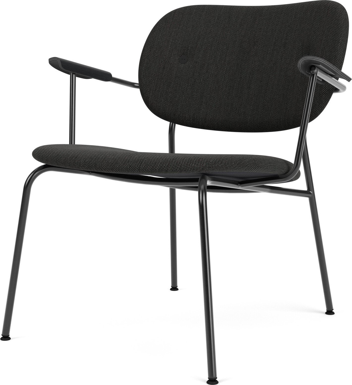 Krzesło Co niskie czarne tapicerowane na czarnych nogach