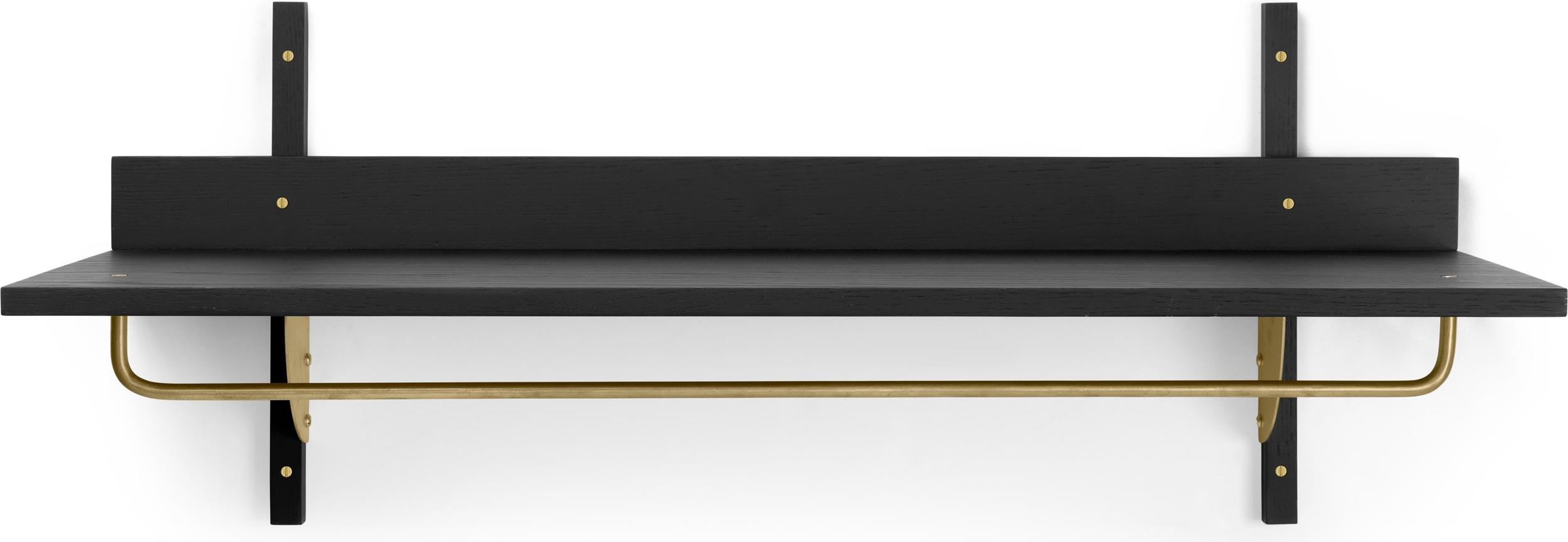 Półka Sector czarny jesion z mosiężnym wieszakiem